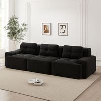 sofa modular de 3 plazas - mueble para salon - pana - negro 293x104x69cm