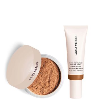 Laura Mercier Mini Translucent Loose Setting Powder Ultra Blur and Tinted Moisturiser Natural Dewy SPF 30 Duo (Various Shades) - 5W Terracotta