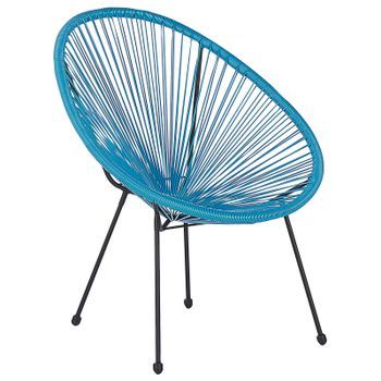 Silla De Balcón De Ratán Sintético Azul Resistente A La Intemperie Sala De Estar Jardín Bistró Moderno Acapulco