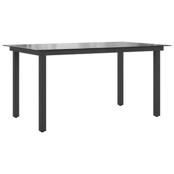 Mesa De Jardín | Mesa De Exterior De Aluminio Y Vidrio Negra 150x90x74 Cm