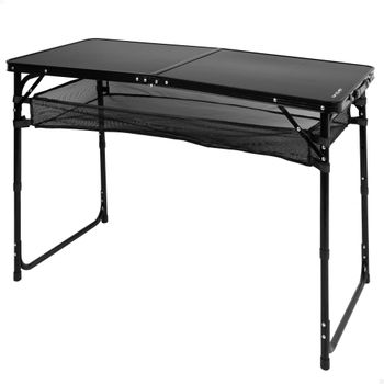 Mesa Plegable Camping Aktive Regulable 60-70 Cm con Red Extraíble, 63x8x64,5 Cm, Negra