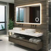 espejo de pared con led racale para bano ip65 con reloj antivaho y lupa aluminio 70 x 100 x 3 cm - blanco protec