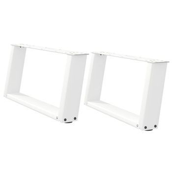 Patas De Mesa De Centro Forma U 2 Uds | Patas Para Mesa Acero Blanco 60x(30-31) Cm