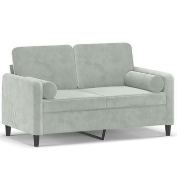 Sofá De 2 Plazas | Sofá De Salón | Sofá De Descanso Con Cojines Terciopelo Gris Claro 120 Cm