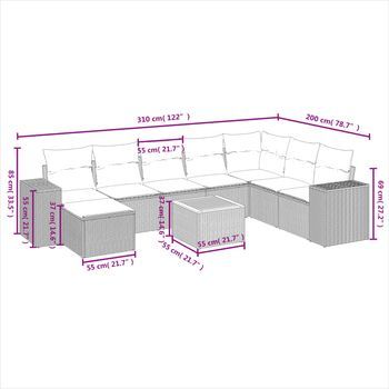 Conjunto De Sofá Exterior (incluye Cojines, Combinación De 9 Piezas)