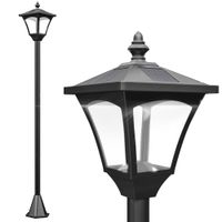 outsunny farol solar de jardin ip44 lampara de pie con luces inteligentes led para exteriores patio terraza 15x15x120 cm negro   aosom espana