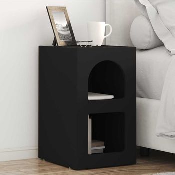 Mesita De Noche - Mueble Para Dormitorio - Madera De Ingeniería - Negro (29.5x33.5x50cm)