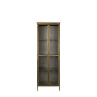 vitrina de metal dorado