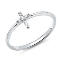 14 quilates anillo de oro blanco cruz con 6 diamantes 003 ct