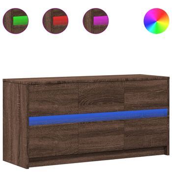 Mueble De Tv Led Madera Ingeniería Marrón Roble 100x34x50 Cm Vidaxl