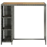mesa bar  mesa de bistro estante almacenaje 120x60x110 cm ratan sintetico gris