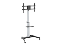 soporte pantalla de suelo con ruedas equip con estante color plata para pantallas de 37-86 max vesa 600x400 max 50kg