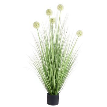 Planta Artificial En Maceta De Material Sintético Decorativa Con Maceta Negra 120 Cm Espino De Guelder Hierba Junco Verde Snowball Bush