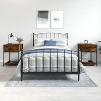 mesitas de noche 2 uds - mueble de dormitorio - madera de ingenieria y hierro - roble ahumado 44x45x58cm
