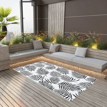 Alfombra De Exterior Pp Blanco Y Negro 190x290 Cm