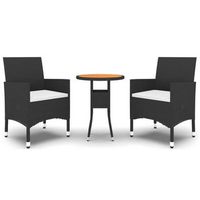 conjunto comedor jardin para jardin 3 uds  mueble jardin mesa y sillas ratan sintetico negro
