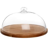 quesera de madera de acacia y vidrio