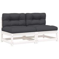 sofas jardin sin reposabrazos con cojines 2 uds madera blanco vidaxl