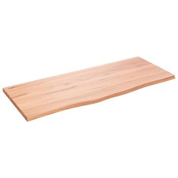 Encimera De Baño | Mueble De Baño Madera Maciza Tratada Marrón Claro 100x40x2 Cm