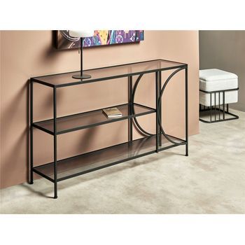 Consola Chike Textura Rugosa Negra 120x30x71 Cms