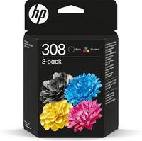 hp 308 6l6s6ue - negro y tricolor color 2 cartuchos de tinta originales pack paquete de 2 unidades compatible con impresoras de inyeccion de tinta hp deskjet 2910 2920 4320 envy 6110e 6120e