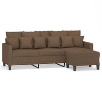 sofa de 3 plazas  sofa de salon  sofa de descanso con taburete de tela marron 180 cm