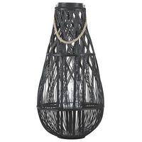 linterna de madera de bambu negro y cristal 75 cm interior exterior escandinavo tonga