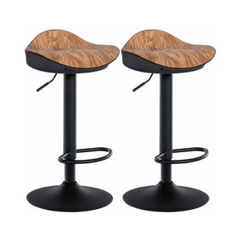 Set de 2 Taburetes de bar regulable en Simil cuero Natural