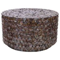 mesa de centro de madera y madreperla marron d77x435h cm