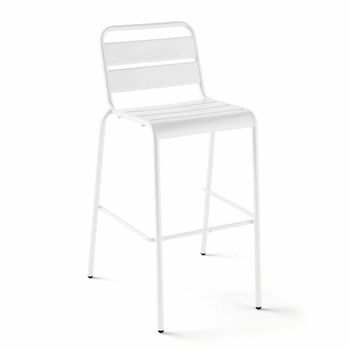 Silla de bar alta de metal blanco