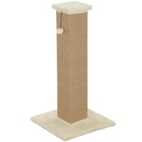 pawhut poste rascador para gatos altura 81 cm rascador para gatos con poste de yute y bola colgante 41x41x81 cm beige