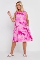 yours vestido sin mangas rosa tie dye con bolsillos mujer curvy y tallas grandes yours