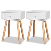 set de 2 mesitas de noche madera maciza de pino blanco estilo escandinavo 40x30x61 cm 14021312
