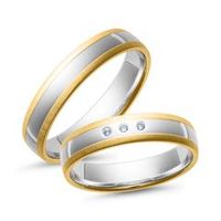 alianzas oro amarillo y blanco con diamantes ancho 45 mm