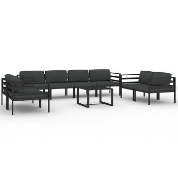 Set Muebles De Jardín 9 Pzas Y Cojines Aluminio Gris Antracita Vidaxl