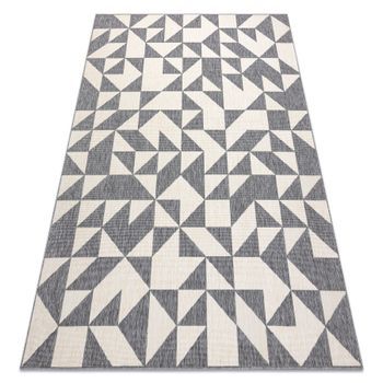 Alfombra Spring 20414332 Sisal Triángulos, Bucle - Gris / Crema 200x290 Cm
