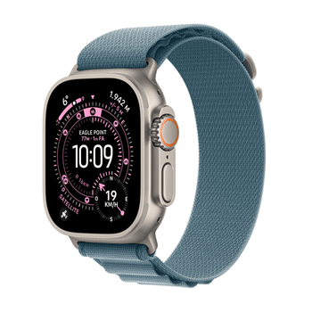 Apple Watch Ultra 3 GPS + Cellular 49mm Natural Titanium Case with Light Blue Alpine Loop - Medium