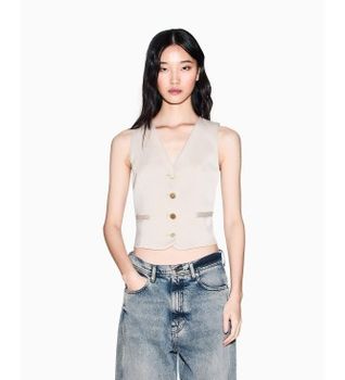 A|X Armani Exchange para mujer. XW001954AF21553U6223 Chaleco Casual beige (M), Poliéster
