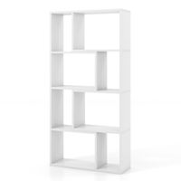 costway estanteria geometrica de 4 niveles librero alto 120cm organizador de 8 cubos estante de exhibicion abierto para salon estudio