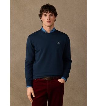 Hackett London para hombre. HM5800187 Sudadera algodón cuello redondo con logo marino (XL), Casual
