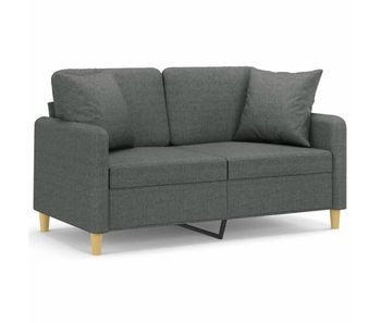 Vidaxl sofá de 2 plazas con cojines tela gris oscuro 120 cm