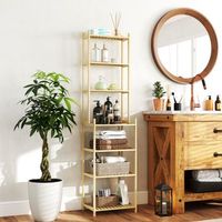 estanteria de bano de bambu homcom 44x33x180 cm natural