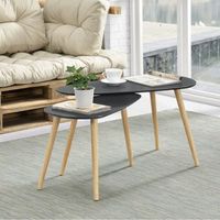 mesa de centro langesund set de 2 mesas mdf - gris oscuro encasa