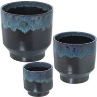 set 3 maceteros azul y negro reactivo