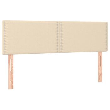 Cabecero Cama Mueble De Dormitorio Con Led De Tela 144 X 5 X 78/88 Cm Crema M02_0000480