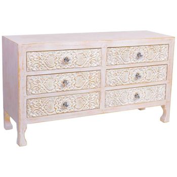 Comoda de madera de 6 cajones 91x28,5x51,5