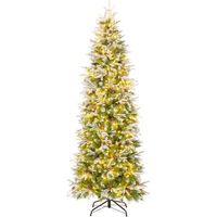 arbol de navidad nevado costway 350 luces incorporadas 913 ramas de pvc y pe 75 pinas 225cm