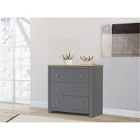 comoda con 3 cajones en efecto roble gris
