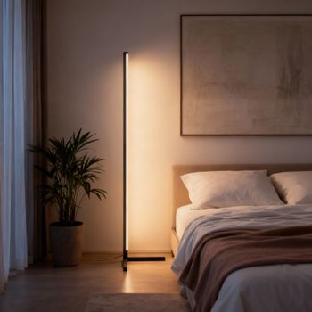 Lámpara de pie led, 16 millones colores, +200 modos de luz, negro