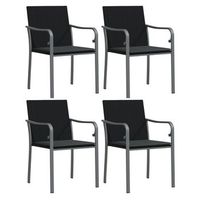 pack 4 uds sillas jardin  silla de exterior  sillon y cojines ratan sintetico negro 56x59x84 cm